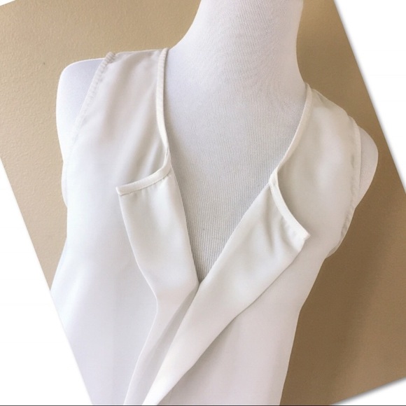 🆕 ASOS Split Pleat Ash White Sleeveless Tank Top - Picture 2 of 4